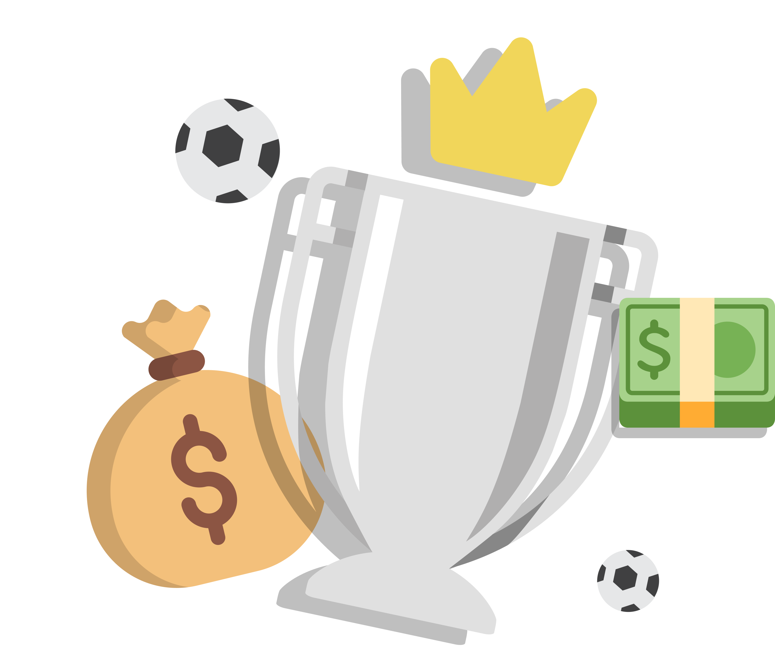 Trophy, prize money, and soccer balls